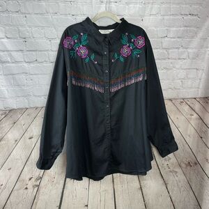Venezia Vitale Vintage Western Artsy Button Down Shirt Plus NO SIZE TAG LKNW